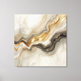 Elegant Gold & Neutral Marble Abstract Art Canvas Afdruk
