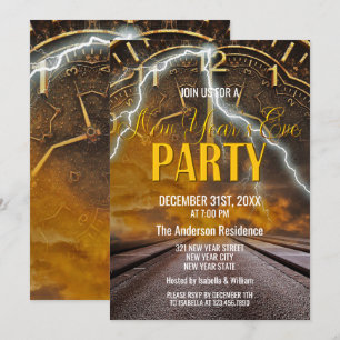 Elegant  Gold New Year Eve Party Kaart