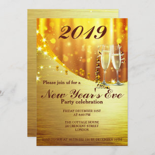 Elegant Gold New Year Uitnodiging voor Eve Party