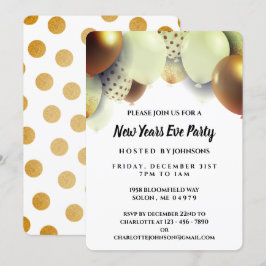 Elegant Gold New Years Eve Party Invitation Kaart
