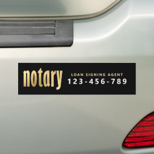 Elegant Gold Notary Loan Agent Bumpersticker