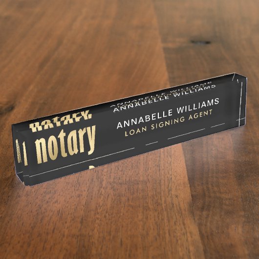 Elegant Gold Notary Loan Agent Naambordje (Zijkant)