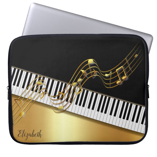 Elegant Gold Notes, Piano Keys - Speciaal Laptop Sleeve (Voorkant)