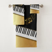 Elegant Gold Notes, pianoketoetsen, zwart Bad Handdoek (Insitu)