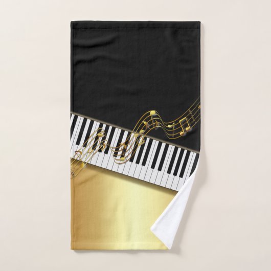 Elegant Gold Notes, pianoketoetsen, zwart Bad Handdoek (Handdoek)