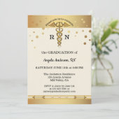 Elegant Gold Nursing School Afstuderen Uitnodiging (Staand voorkant)