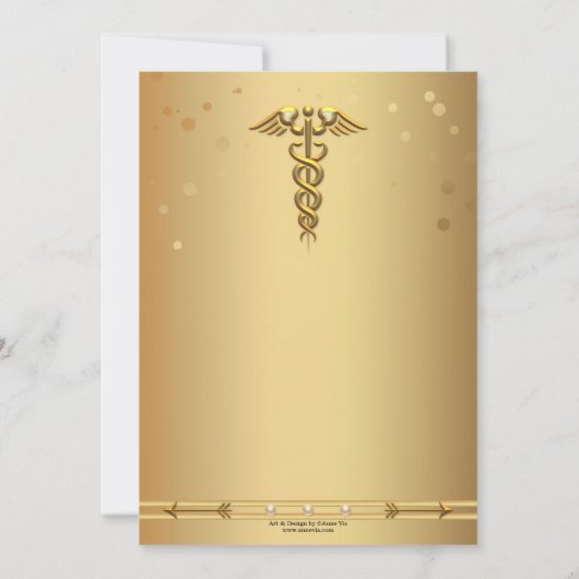 Elegant Gold Nursing School Afstuderen Uitnodiging (Achterkant)