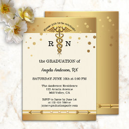 Elegant Gold Nursing School Afstuderen Uitnodiging