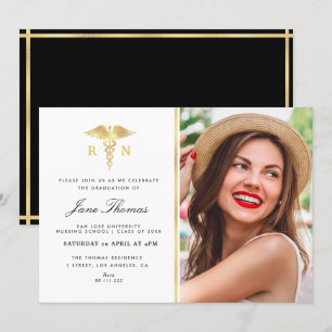 Elegant gold Nursing School graduation party Kaart