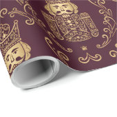 Elegant Gold Nutcracker Christmas Damask Cadeaupapier (Rol Hoek)