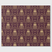Elegant Gold Nutcracker Christmas Damask Cadeaupapier (Vlak)