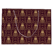 Elegant Gold Nutcracker Christmas Damask Groot Cadeauzakje (Achterkant)