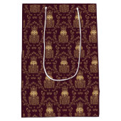 Elegant Gold Nutcracker Christmas Damask Medium Cadeauzakje (Achterkant)