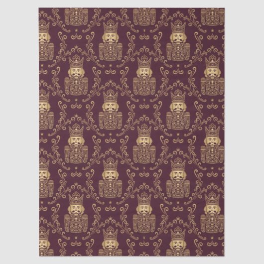 Elegant Gold Nutcracker Christmas Damask Tissuepapier (Voorkant)