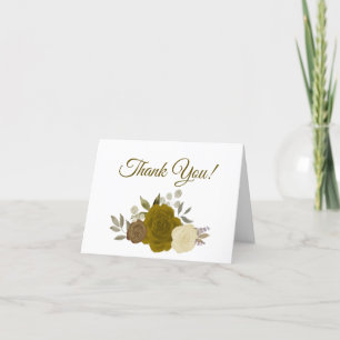 Elegant Gold Ochre and Yellow Roses Wedding Photo Bedankkaart