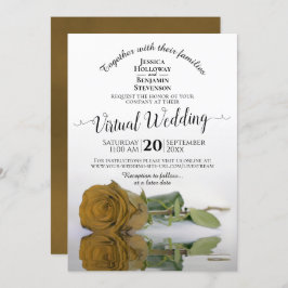 Elegant Gold Ochre Romantic Roos Virtual Wedding Kaart