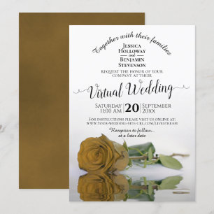 Elegant Gold Ochre Romantic Roos Virtual Wedding Kaart