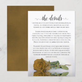 Elegant Gold Ochre Romantic Roos Wedding Details Informatiekaartje