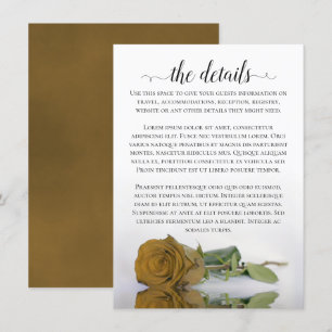 Elegant Gold Ochre Romantic Roos Wedding Details Informatiekaartje