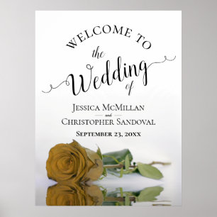 Elegant Gold Ochre Roos Stylish Weduwen Welcome Poster