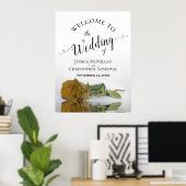 Elegant Gold Ochre Roos Stylish Weduwen Welcome Poster (Thuiskantoor)