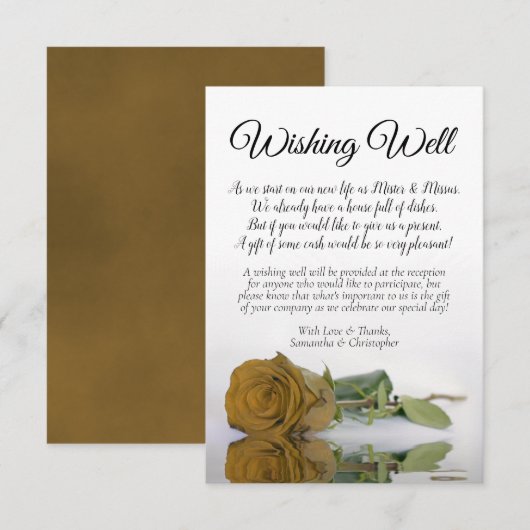 Elegant Gold Ochre Roos Wedding Wishing Well Poem Informatiekaartje (Voorkant / Achterkant)