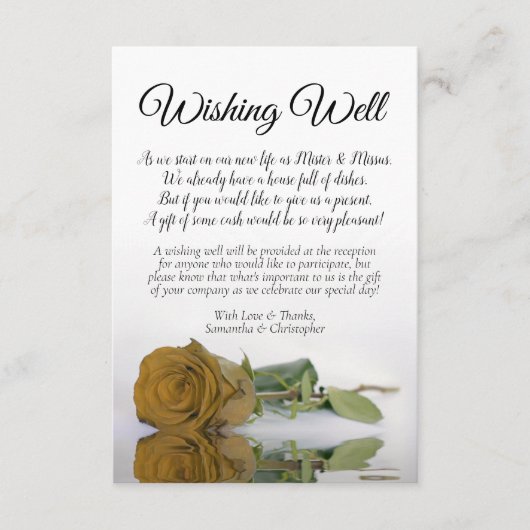 Elegant Gold Ochre Roos Wedding Wishing Well Poem Informatiekaartje (Voorkant)