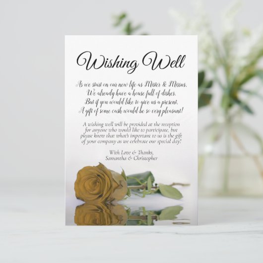 Elegant Gold Ochre Roos Wedding Wishing Well Poem Informatiekaartje (Staand voorkant)