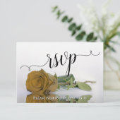 Elegant Gold of Geel Reflecterend Roos Wedding RSVP Kaartje (Staand voorkant)