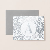 Elegant Gold of Silver Floral Monogram Folie Kaarten (Voorkant met envelop)