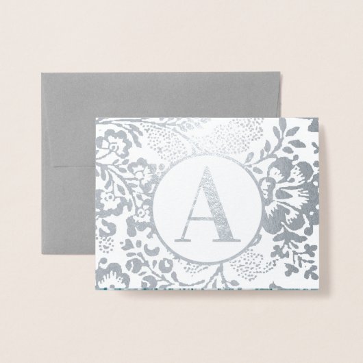 Elegant Gold of Silver Floral Monogram Folie Kaarten (Voorkant met envelop)