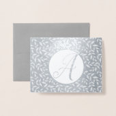 Elegant Gold of Silver Floral Monogram Folie Kaarten (Voorkant met envelop)