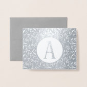 Elegant Gold of Silver Floral Monogram Folie Kaarten (Voorkant met envelop)