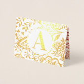 Elegant Gold of Silver Red Floral Monogram Folie Kaarten (Voorkant)