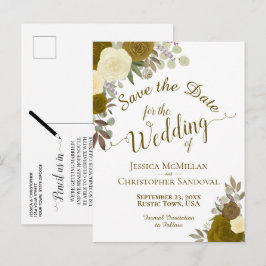 Elegant Gold of Yellow Roses Wedding Save the Date Aankondigingskaart