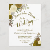Elegant Gold of Yellow Roses Wedding Save the Date Aankondigingskaart (Voorkant)