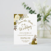 Elegant Gold of Yellow Roses Wedding Save the Date Aankondigingskaart (Staand voorkant)