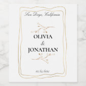 Elegant Gold Olive Branch Wedine Label Wijn Etiket (Enkel label)