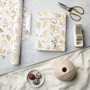 Elegant Gold Olive branch White Pattern Cadeaupapier