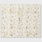 Elegant Gold Olive branch White Pattern Cadeaupapier (Vlak)