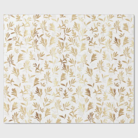 Elegant Gold Olive branch White Pattern Cadeaupapier (Vlak)