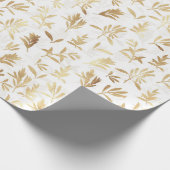 Elegant Gold Olive branch White Pattern Cadeaupapier (Hoek)