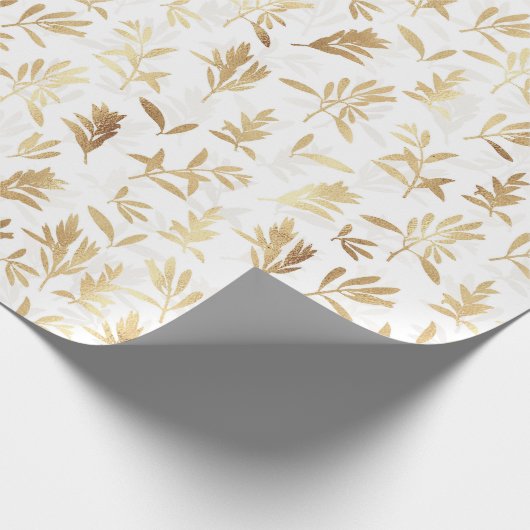 Elegant Gold Olive branch White Pattern Cadeaupapier (Hoek)