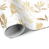 Elegant Gold Olive branch White Pattern Cadeaupapier (Rol Hoek)