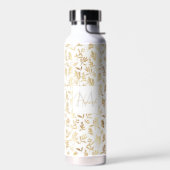 Elegant Gold Olive branch White Pattern Waterfles (Links)