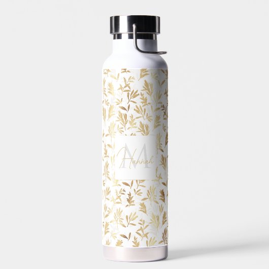 Elegant Gold Olive branch White Pattern Waterfles (Links)