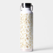Elegant Gold Olive branch White Pattern Waterfles (Voorkant)