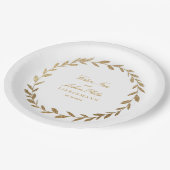 Elegant Gold Olive Branch Wreatding Wedding Paper  Papieren Bordje (Gekanteld)