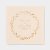Elegant Gold Olive Branch Wreath Wedding Cocktail Folie Servetten (Voorkant)