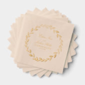 Elegant Gold Olive Branch Wreath Wedding Cocktail Folie Servetten (Insitu (Gestapeld))